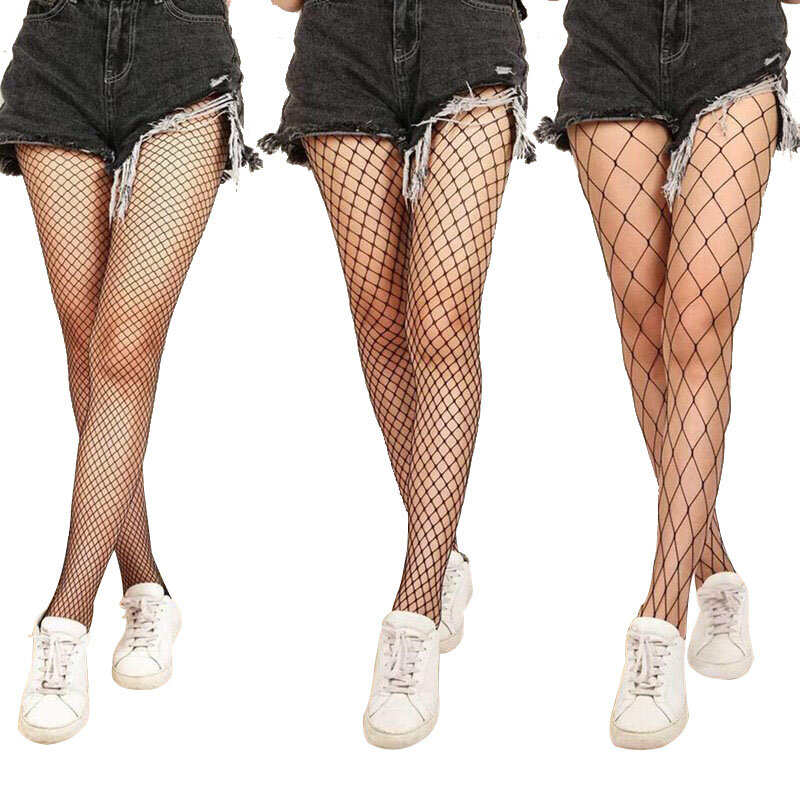 Meia-calça feminina de malha transparente para festa, meia-calça justa de rede de malha para mulheres