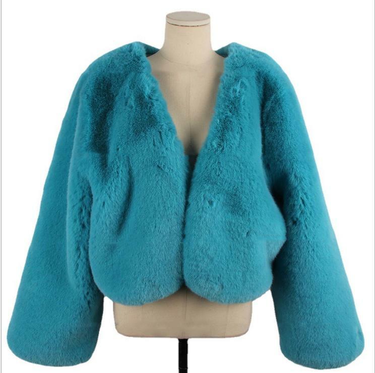 Novas mulheres inverno com decote em v casual falso casacos de pele seção curta cor sólida quente artificial outwears feminino roupas sexy k1559