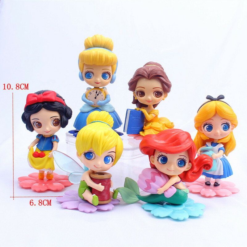 Q Posket-figuras de acción de princesa de 7 estilos, modelos de muñecas en PVC, decoración para fiesta de cumpleaños, juguete para niños, regalo de Navidad