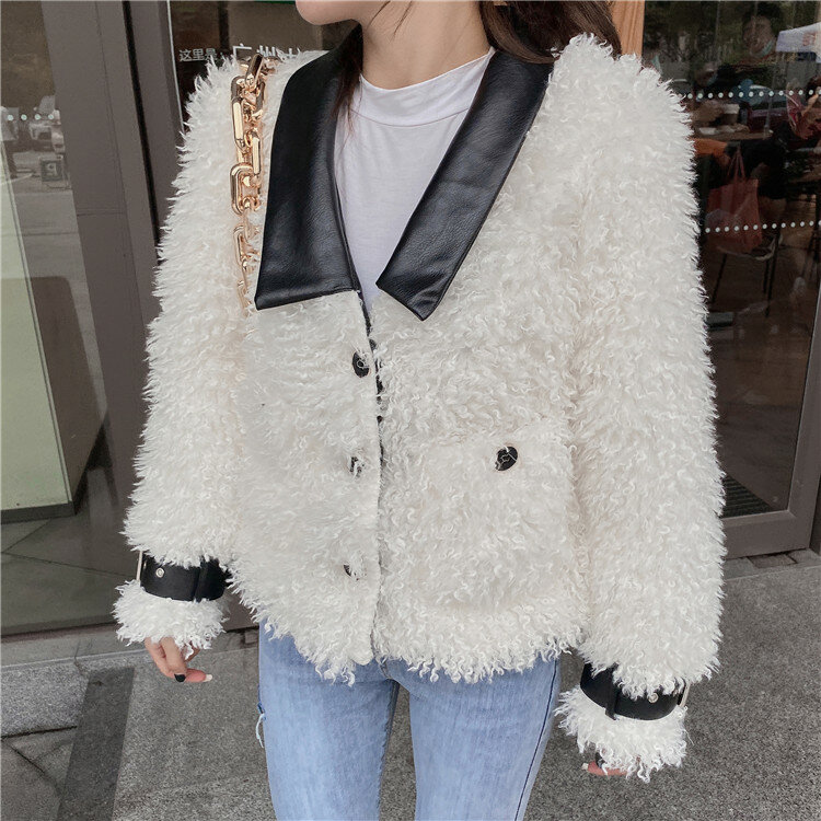 Fashion new lamb fur fur coat short female fur