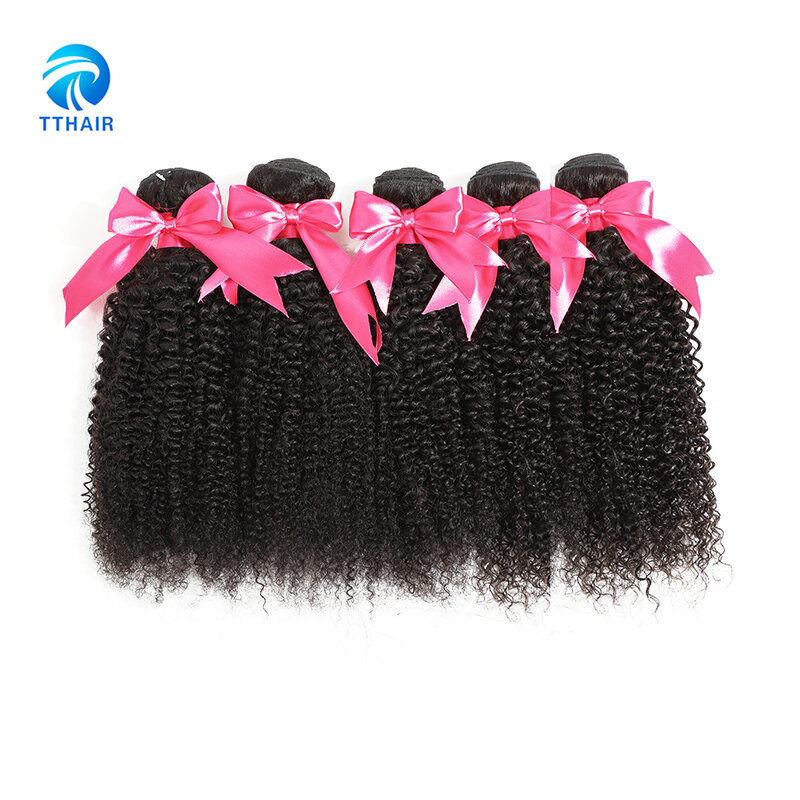 Tthair-aplique de cabelo humano encaracolado com mongólia, extensão capilar, 1/3/4 feixes de cor natural, cabelos remy