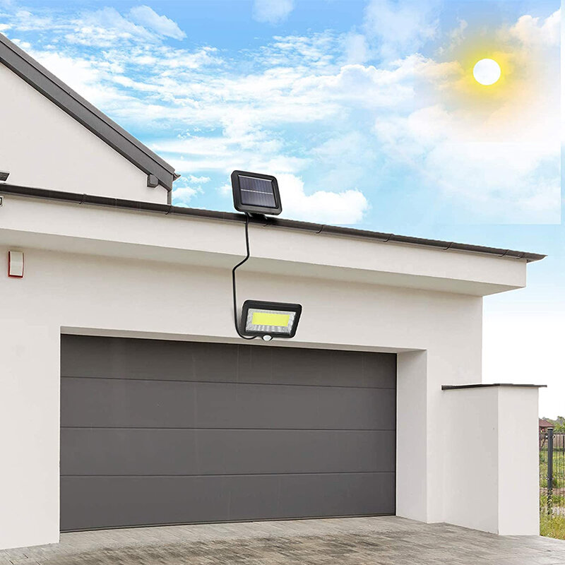 Luz Solar COB de 100LED para exteriores, luz Solar de jardín con Sensor de cuerpo humano, luz de pared dividida, focos de emergencia de seguridad
