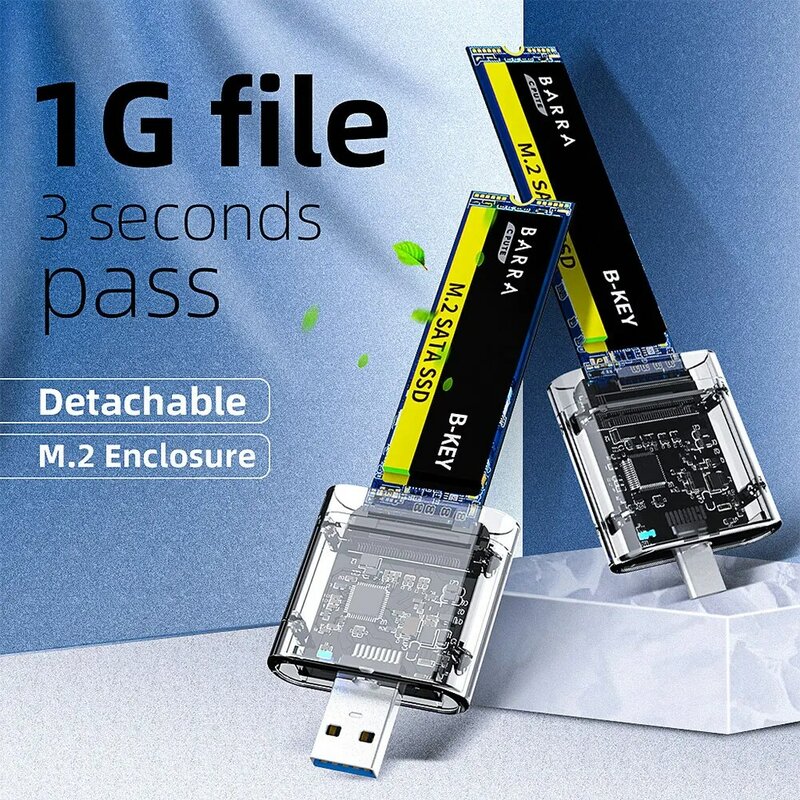 Funda de SSD M2 M.2 a USB 3,0 Gen 1, carcasa de SSD de alta velocidad de 5Gbps para SATA M.2 para NGFF SSD 2242 2260 2280, adaptador de tarjeta