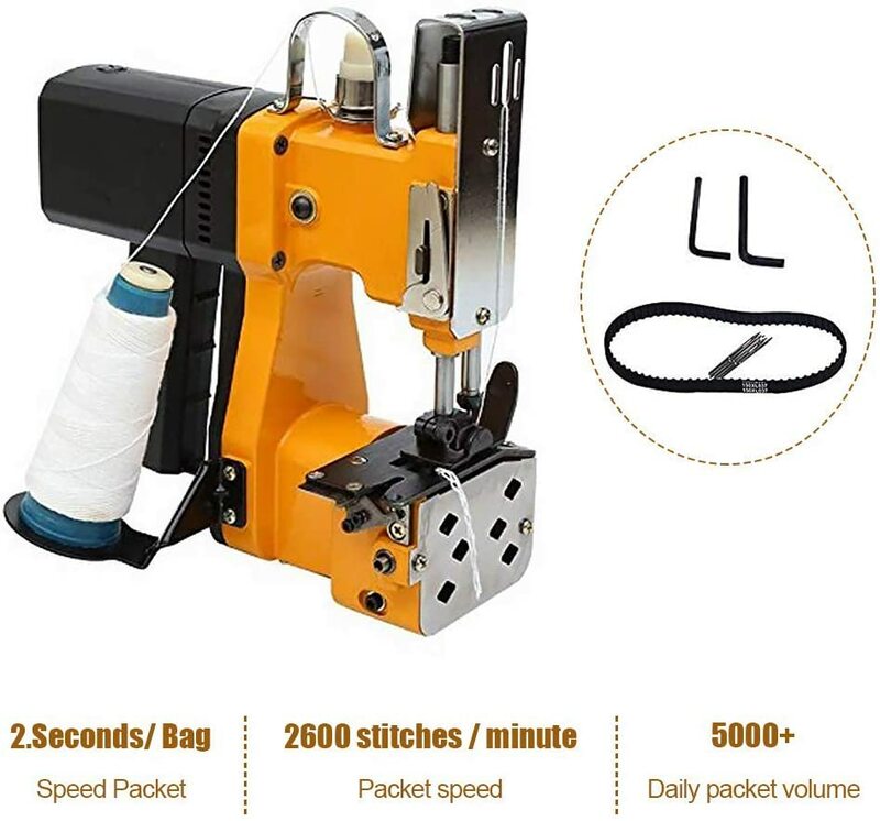 Máquina de coser eléctrica de 220V/110V, máquina de envasado automático portátil, selladora de bolsas tejidas para la industria textil del hogar
