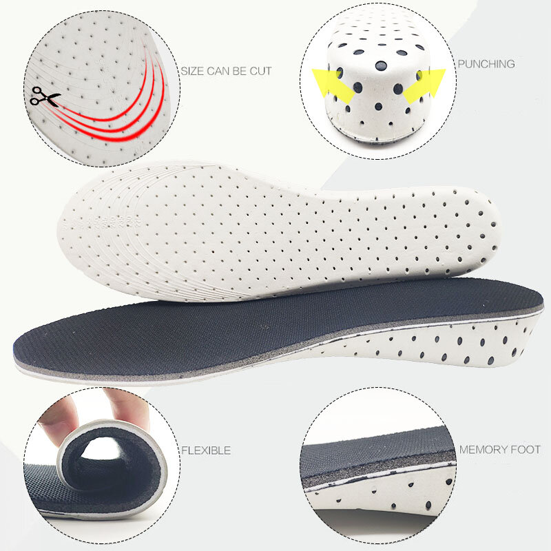 Height Increase Insole 1 Pair Hard Breathable Memory Foam Heel Lifting Inserts Shoe Lifts Shoe Pads Elevator Insoles for Unisex