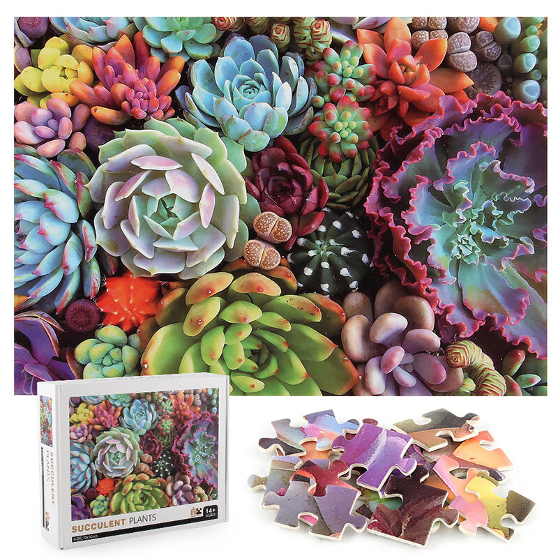 Plantas suculentas quebra-cabeças para adultos 1000 peças diy quebra-cabeça jogo educativo brinquedos de estresse para crianças decoração para casa presente