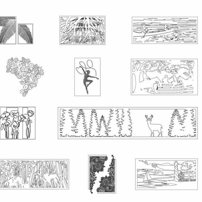 Collection de fichiers découpés au Laser, thème de chasse en plein air et animaux, 2D, CNC, découpe Plasma DXF, cr, EPS, 150