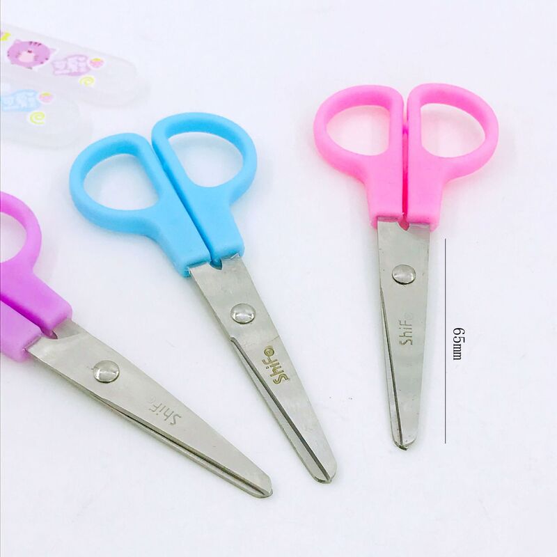 Student stationery scissors com bainha de segurança tesoura de segurança artesanal aço inoxidável