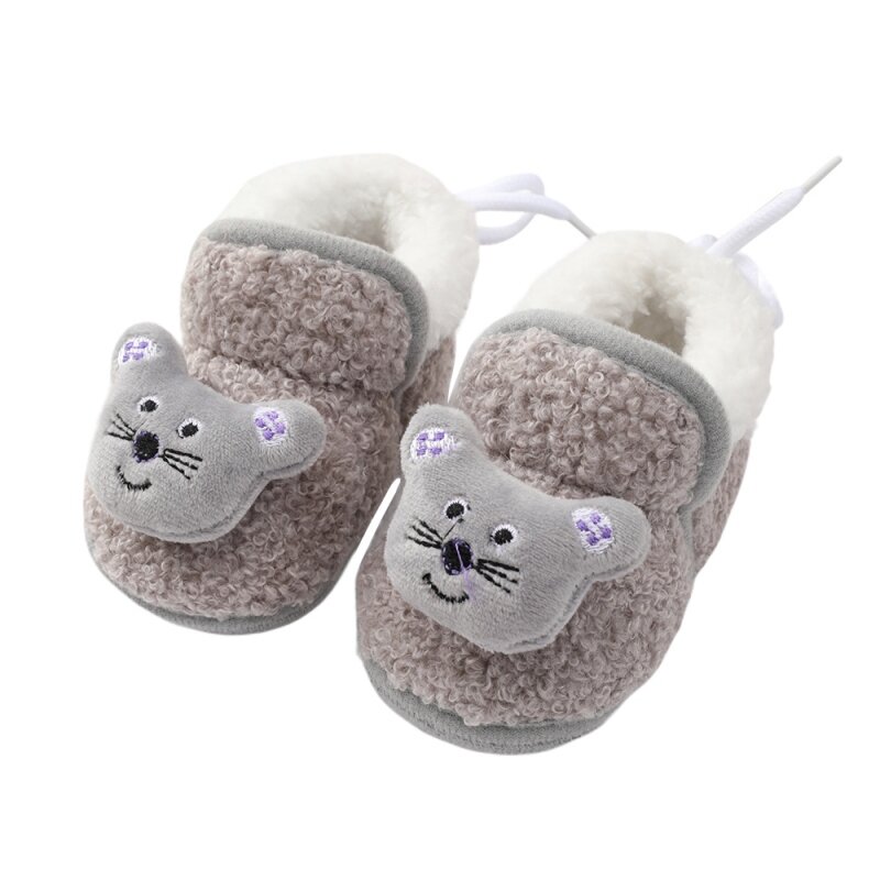 Weixinbuy-zapatos peludos de dibujos animados para niños y niñas, botas cálidas y esponjosas para dormitorio interior, primeros pasos, 0 a 18 meses