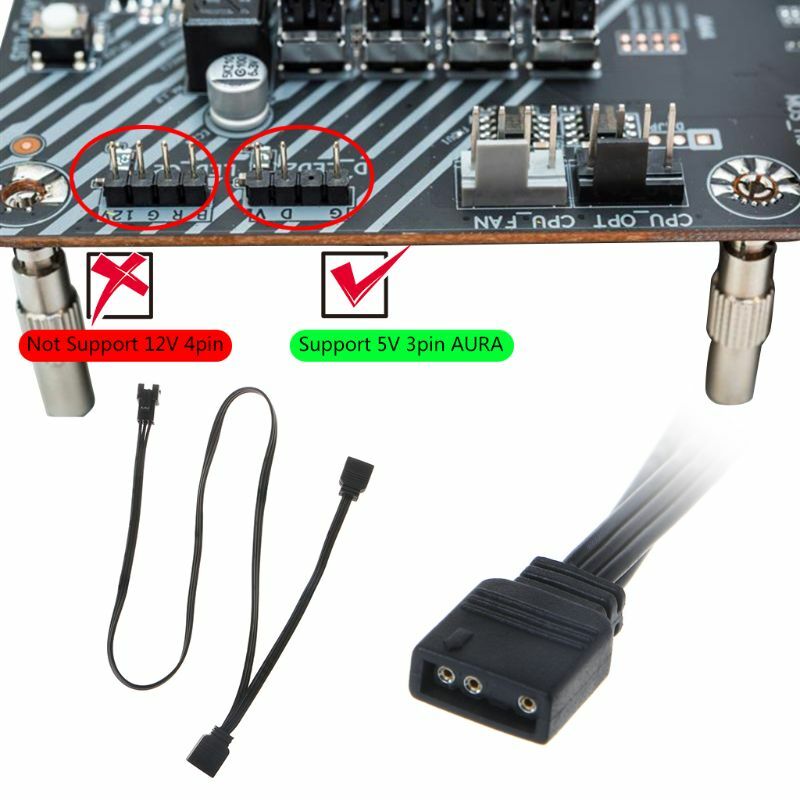 ARGB sterowania 5V 3Pin rozszerzenie Adapter do kabla dla AURA, jak-US/MSI płyta główna Drop Shipping