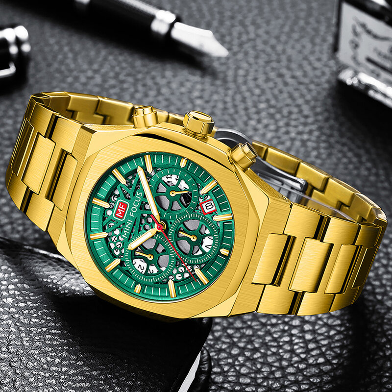 MINI FOCUS – montre de Sport militaire pour hommes, Top marque de luxe, bracelet en acier à Quartz, horloge multifonction, 0411