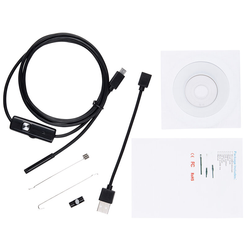 Kamera Endoskopi 7Mm Kamera Borescope Mini Tahan Air Kawat Lunak 6 LED untuk Android Tipe C USB Kamera Inspeksi Ular