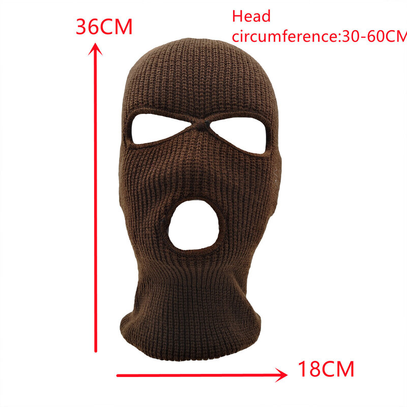 3 Hole Knitted Full Face Cover Ski Neck Gaiter Winter Balaclava Warm Knit Beanie for Outdoor Sports for Men Women