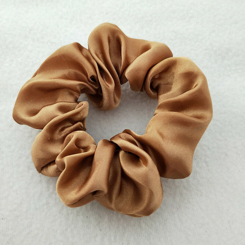 Chouchou élastique en Satin de soie pour femmes, 1 pièce, couleur unie, accessoires de luxe pour cheveux doux