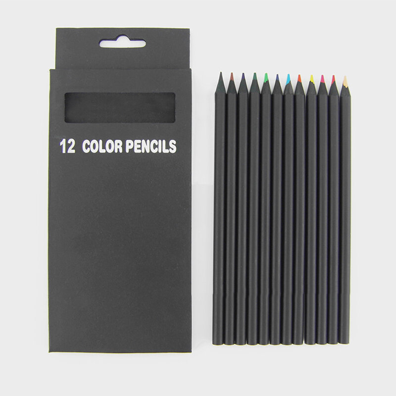 Recharge de crayons pièces/ensemble de haute qualité, 12 crayons de couleur, fournitures scolaires professionnelles, en bois noir, 3.0