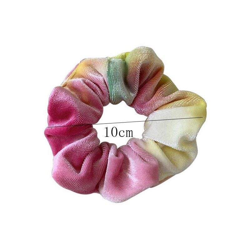 2021 novo arco-íris macio veludo scrunchies tie-dye anel de cabelo elástico bandas de cabelo corda laços feminino menina acessórios de cabelo