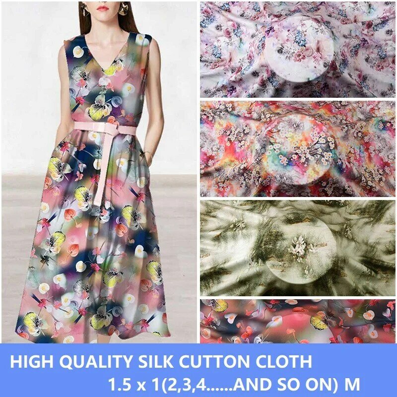 Vestido de cetim estilo flores de alta qualidade 1.5x1m, tecido de costura de cetim com forro de algodão e cor sólida