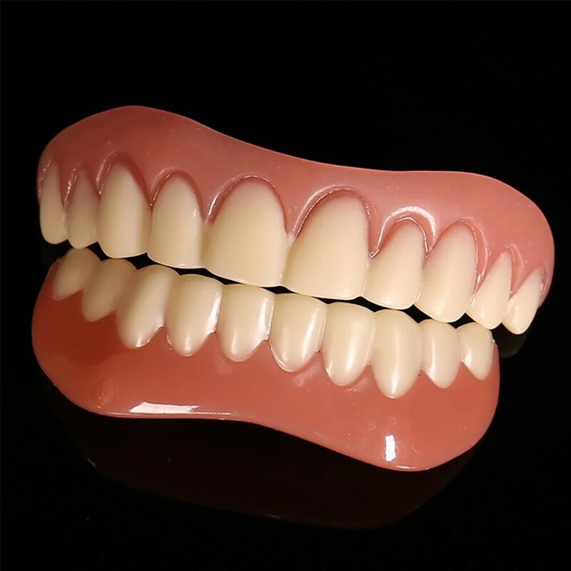 1 conjunto sorriso perfeito superior & inferior verniz dentes cosméticos cobrir silicone dentes branqueamento chaves superior/inferior chaves ferramenta de dentes