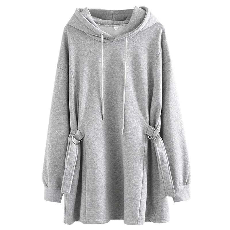 Duży damski styl jesienno-zimowy to cienka, luźna, średnia i długa koronka w talii zapinany sweter Plus Size