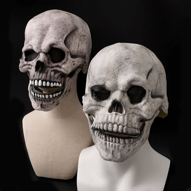 Horror esqueleto crânio máscara halloween decoração cabeça cheia crânio máscara festa máscara halloween cosplay traje adereços para adultos