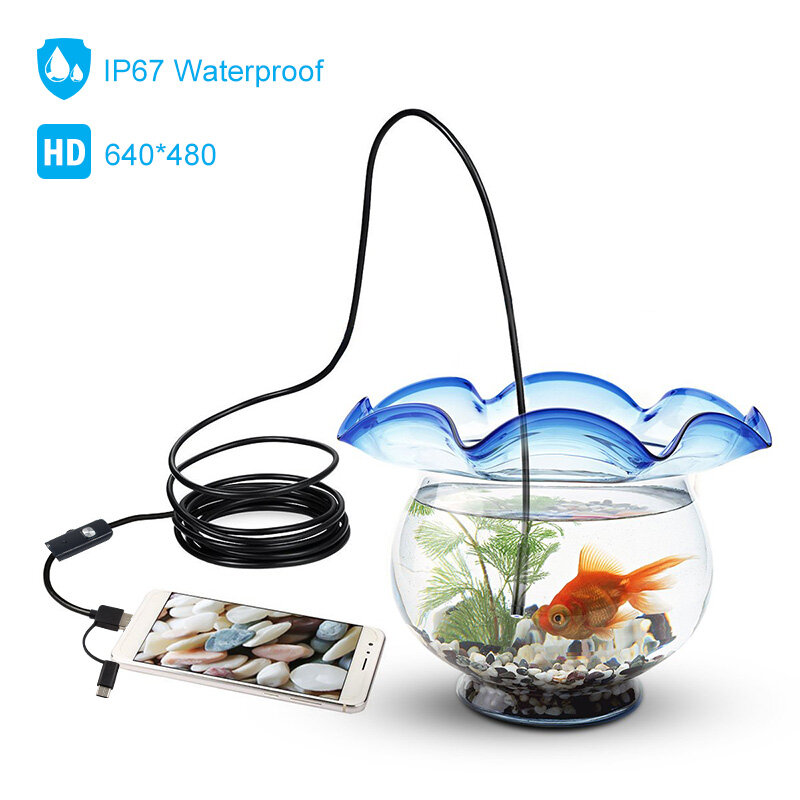 Endoskop Kamera Flexible IP67 Wasserdichte Micro USB Typ-C 5,5mm 7mm Inspektion Kamera für Android Telefon PC 6 LED Einstellbar