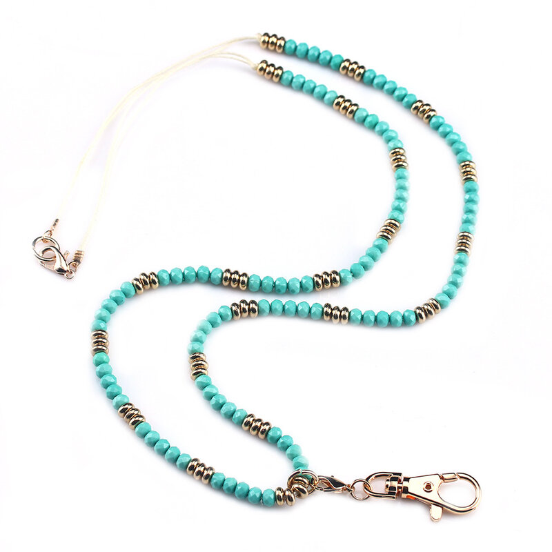 Mode Grün Abzeichen Lanyards mit ID Halter Keychain Halter Halskette Lanyards Perlen Lanyards für Frauen Mädchen