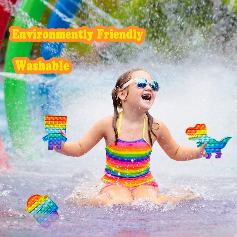3Pack Rainbow Push Popp Bubble sensoryczne zabawki typu Fidget zestaw drażliwość narzędzie do autyzmu, aby złagodzić stres lęk dzieci i dorosłych