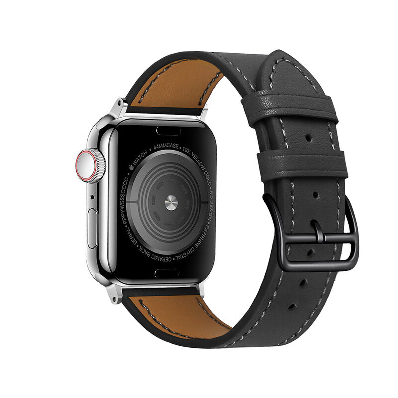 Bisnis Kulit Asli Gelang Tali Ikat Pinggang untuk Apple Watch SE 76543 42MM 38MM 44MM 40MM Tali Pada Smart IWatch Gelang Jam 45Mm