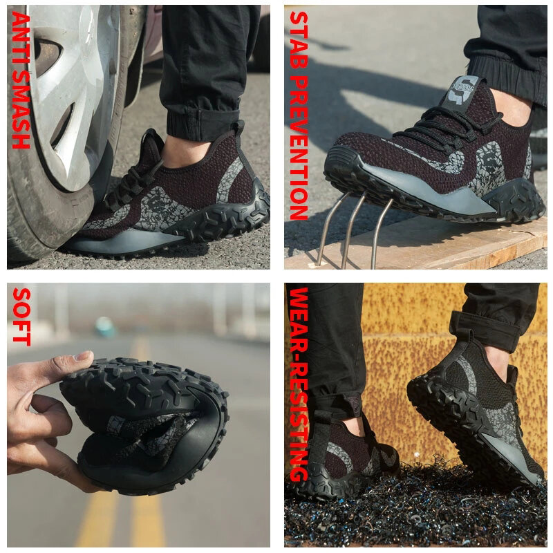 Zapatos de seguridad con punta de acero, botas de trabajo informales, ligeras, transpirables, cómodas para exteriores, protección industrial antiperforación, 2021
