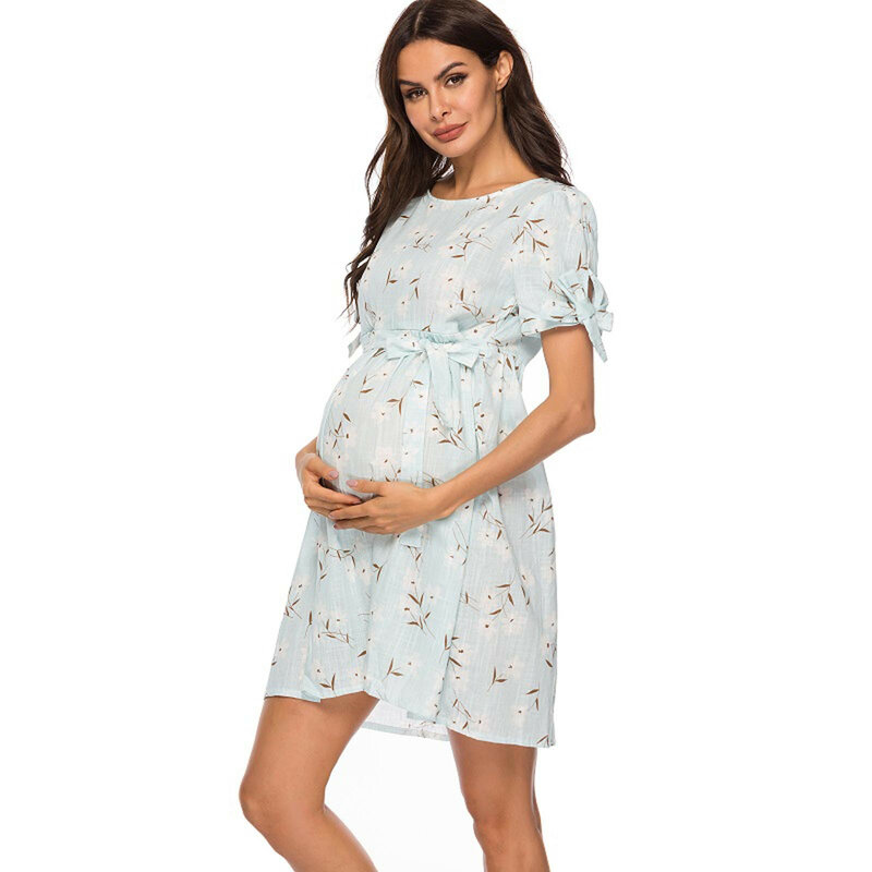 Sukienka ciążowa kobiety w ciąży ubrania z krótkim rękawem kwiaty macierzyństwo karmienie piersią sukienka dla kobiet w ciąży Femme Enceinte