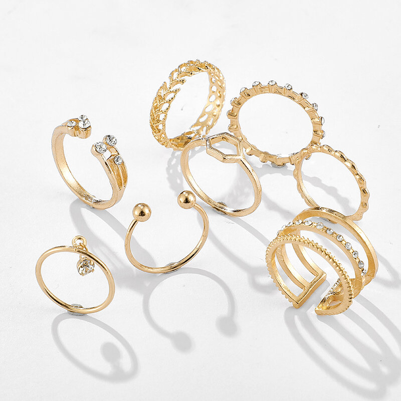 Anéis geométricos abertos para festa, conjunto de joias de anéis de liga de zinco boêmio para homens e mulheres, novo, 2021