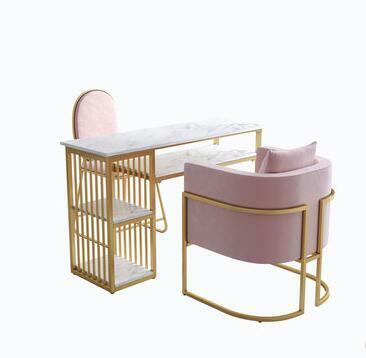 現代のシンプルなマニキュアテーブルダブルマーブルマニキュアテーブルと椅子セット