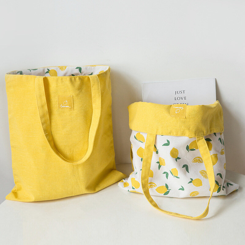 Двухсторонняя ручная сумка из пшеничной ткани 2021 проса, сумка из хлопка и льна с карманом, сумка для покупок, сумка для хранения продуктов