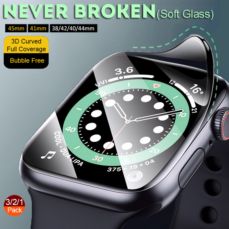 Protector de pantalla impermeable para apple watch, vidrio templado suave para Iwatch Ultra 49, 8, 7, 6, SE, 5, 4, 3, 38MM, 40MM, 44MM, 42MM, 41MM, 45MM