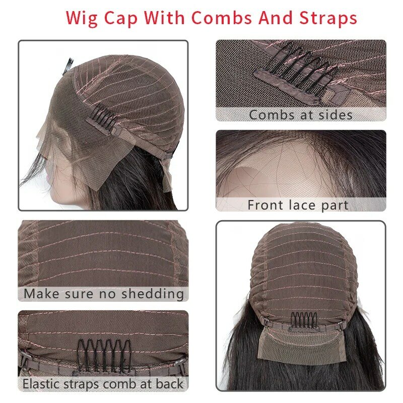 Winshair – perruque Lace Front Wig brésilienne naturelle, cheveux lisses, 4x4, 13x6, HD, pre-plucked