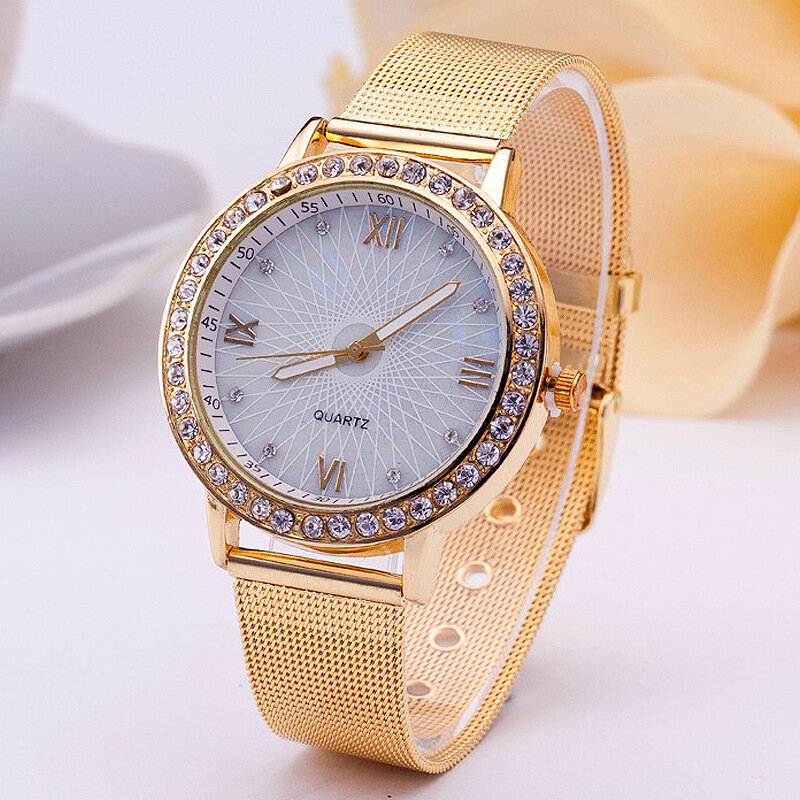2019ใหม่Rhinestone Rose Goldนาฬิกาผู้หญิงสแตนเลสสตีลนาฬิกาข้อมือควอตซ์Simple Ladyธุรกิจสุภาพสตรีนาฬิกาสุภาพสต...