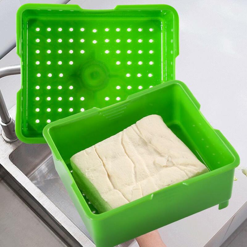 Escorredor de tofu, prensa de tofu de 3 camadas, ferramenta de remoção de água com drenagem embutida, podem ir na lavar-louças, conjunto de ferramentas de cozinha