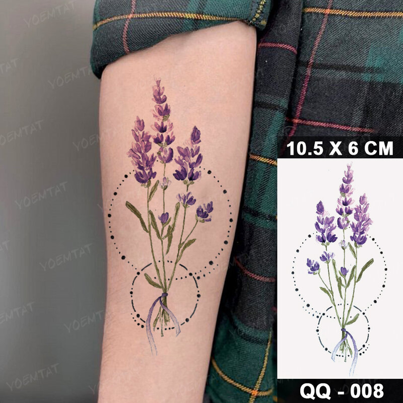 Hình xăm dán tattoo hoa Lavender AQ-371 có hàng tại Candyshop88