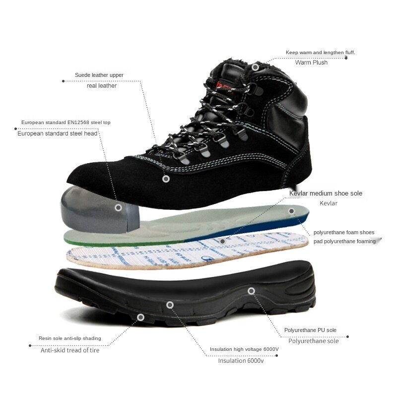 QUHENGความปลอดภัยรองเท้าทำงานรองเท้าป้องกันชายทำงานเหล็กเพื่อความปลอดภัยAnti-Smashingออกแบบใหม่ฤดู...