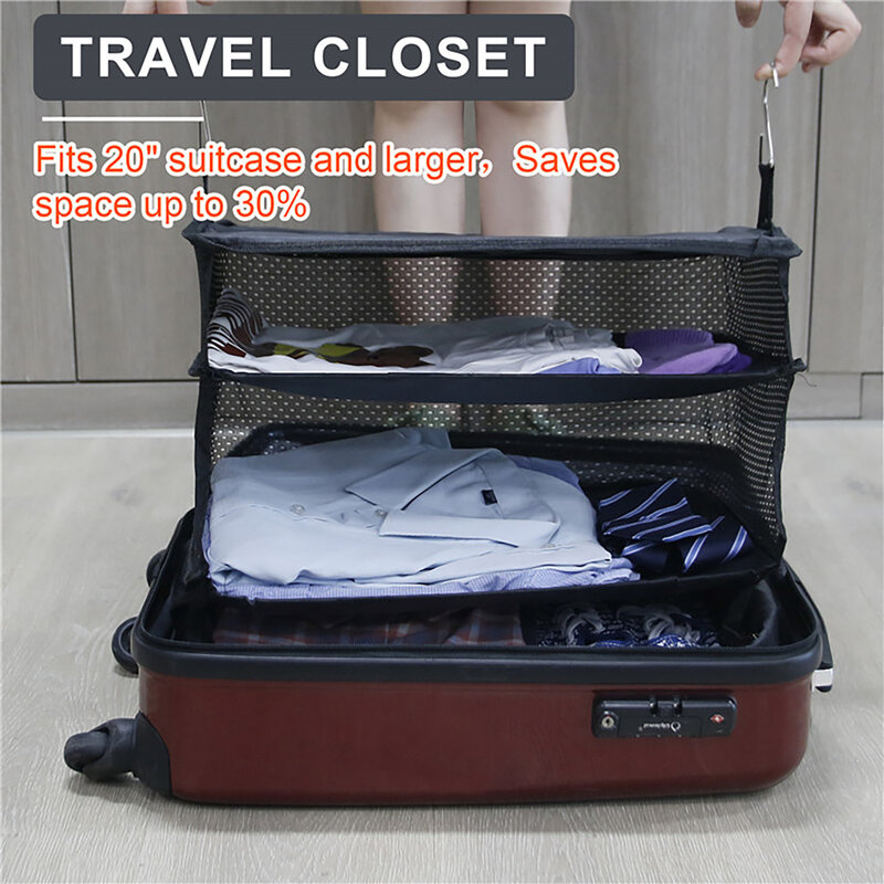 휴대용 수하물 정리 큐브 걸이식 여행 선반, 여행 가방, 공간 절약, 3 겹 저장 랙