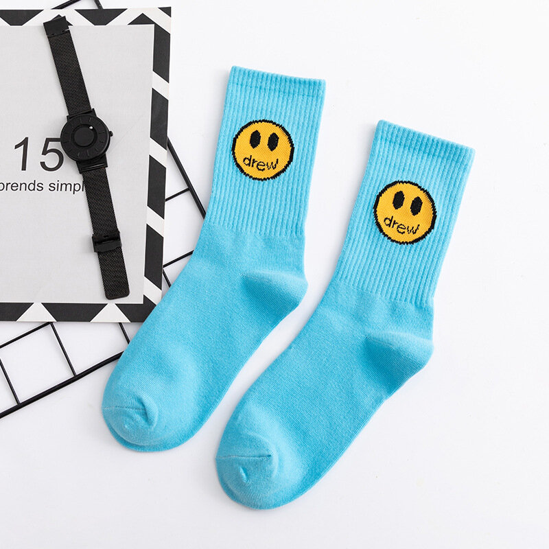 Invierno de los hombres de las mujeres de Drew cara sonriente calcetines feliz de algodón de moda Calcetines largos calcetines Harajuku lindo equipo Cool calcetines para montar en monopatín