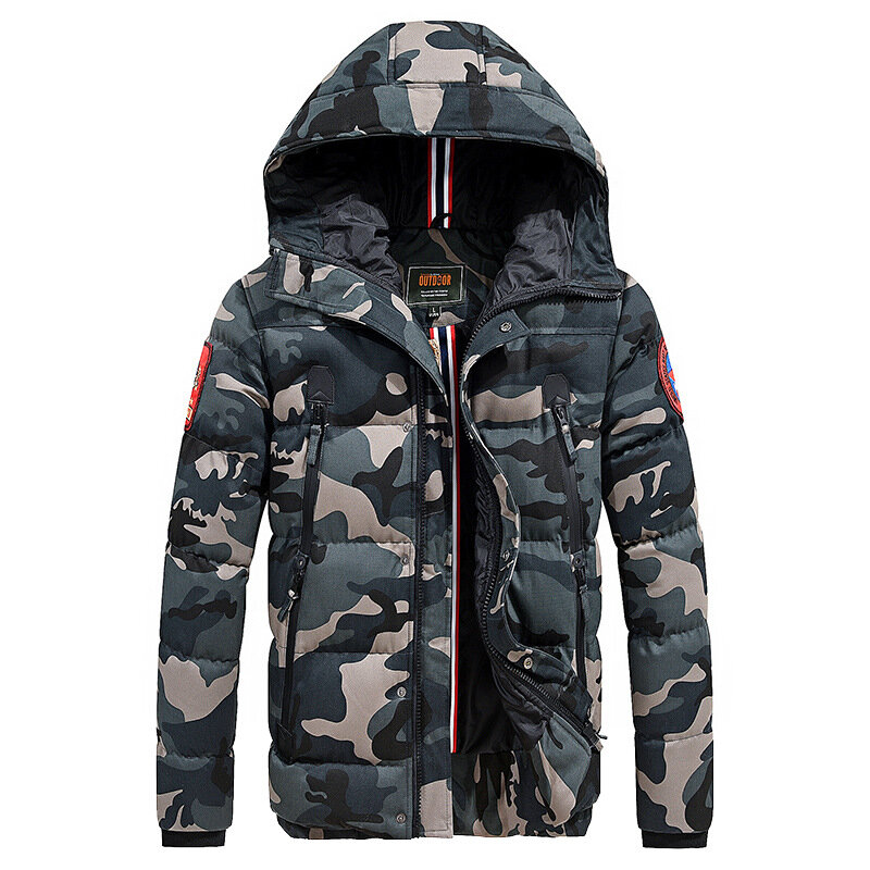 Il più nuovo parka mimetico addensato invernale giacche con cappuccio imbottite in cotone da uomo cappotto da uomo caldo giacca a vento tattica militare