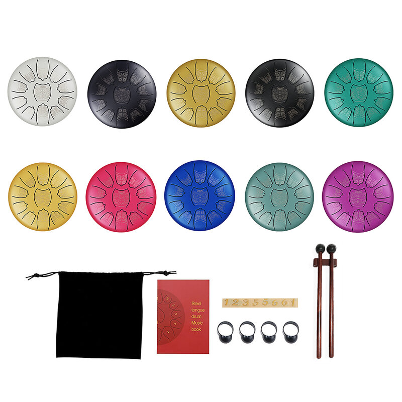 Handpan Drum 6 Inch 11 Tone Carbon Staal Tong Hand Pan Drum Met Accessoires Kits Opbergtas Voor Yoga Meditatie