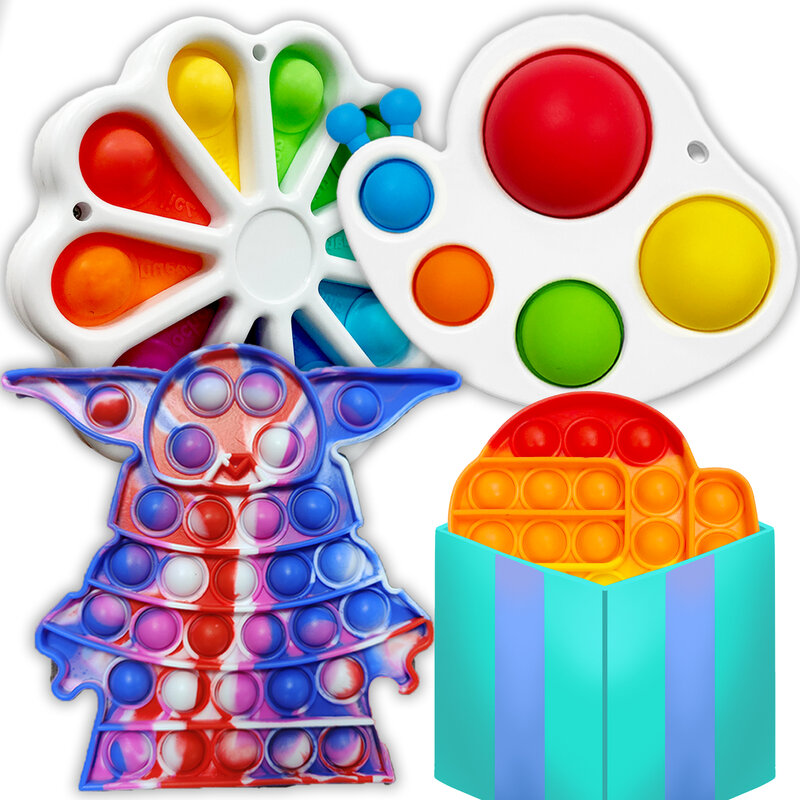4 Pack Regenbogen Blasen Sensorischen Zappeln Spielzeug Set Poppers mit Einfache Stress Relief für Kinder und Erwachsene