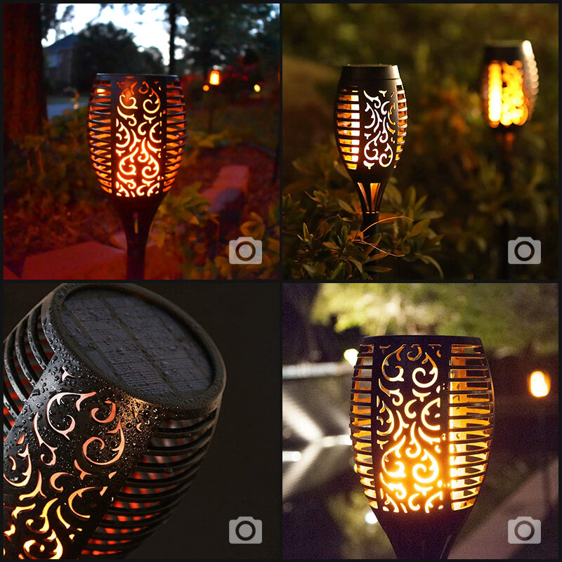 Antorcha de llama Solar para decoración de jardín, lámpara parpadeante IP65, impermeable, para calle, camino, paisaje y césped, 96LED