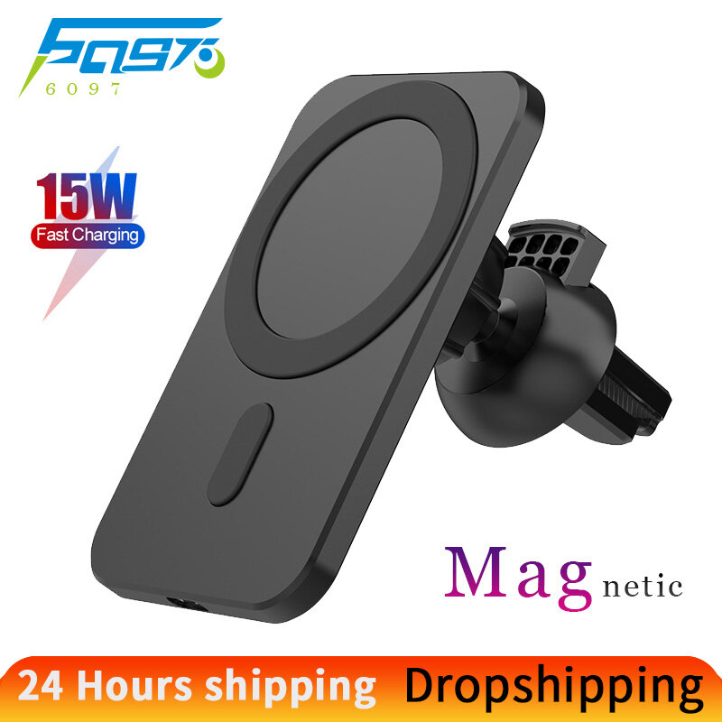 Magnetic Wireless Car Chargers for iphone 12 13 Pro Max Phone induction charger Stand 15W Fast charging car holder for Xiaomi 11