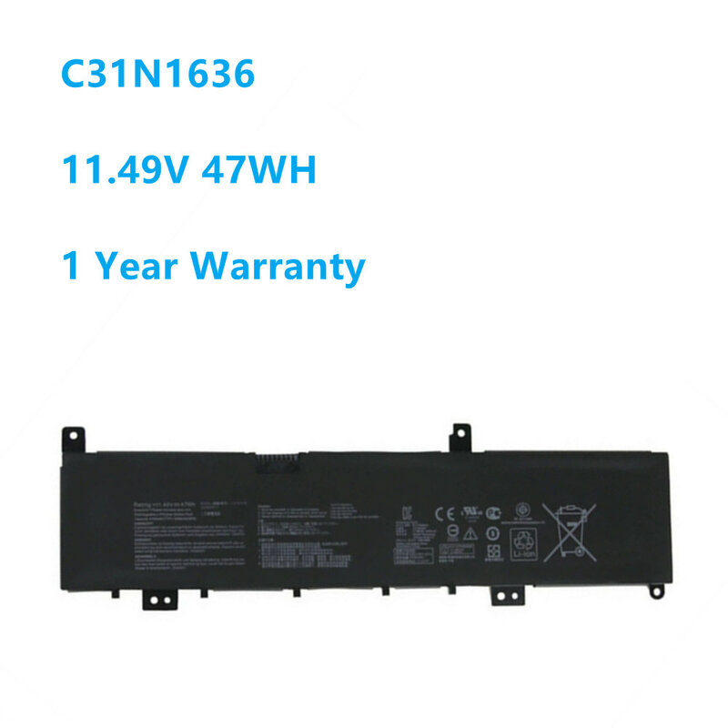 C31N1636แบตเตอรี่แล็ปท็อปสำหรับ Asus N580VN N580VD NX580V X580V X580VN NX580VD7300 NX580VD7700 Series 11.49V 47WH