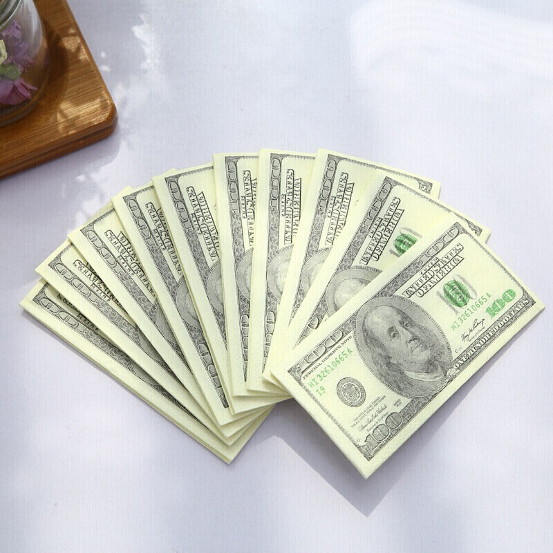 Dollar $100 Bill เงินกระเป๋ากระดาษทิชชูกระดาษผ้ากันเปื้อนตลกของขวัญ4th กรกฎาคมคาสิโน