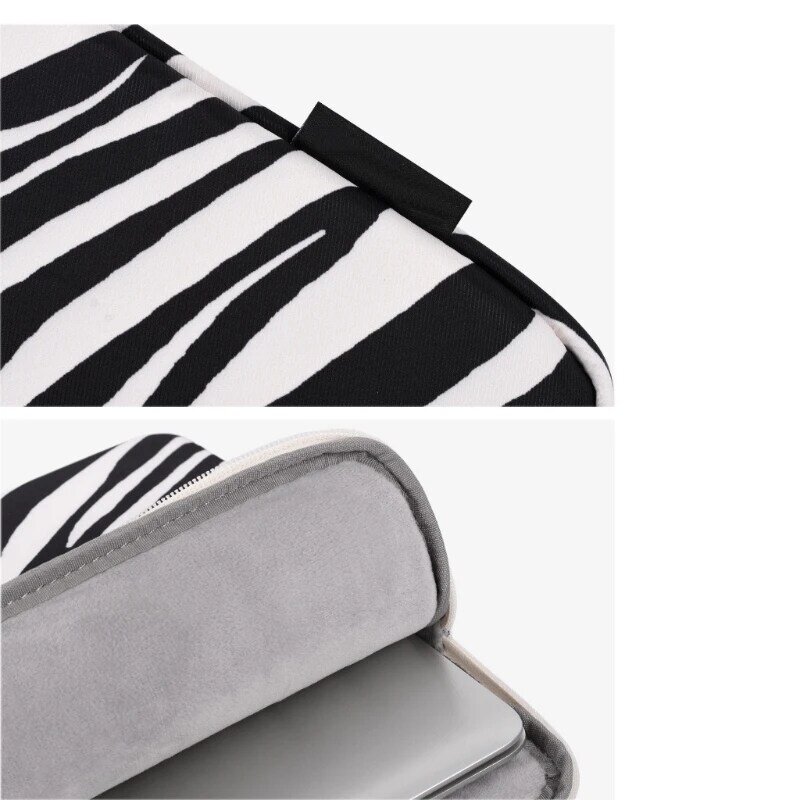 Waterproof Tablet Sleeve Case Zebra Striped Printed Zippered Shockproof Laptop Storage Bag for 13 14 15 Inch Inner Bags L41B
