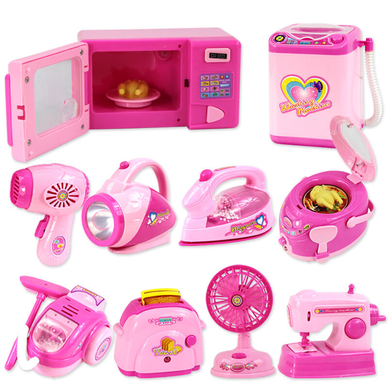 حجم صغير الأجهزة المنزلية المطبخ لعب الأطفال التظاهر اللعب اكسسوارات المطبخ لعبة محمصة طباخ اللعب للفتيات